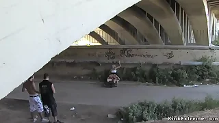 Blonde in serfdom in latex d.